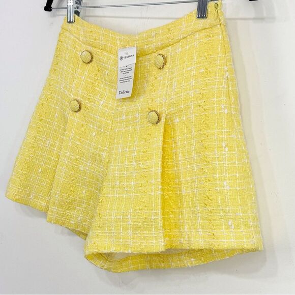 Versona MODERN Yellow White Tweed Sailor Button Wide Leg Shirts NEW - Picture 2 of 15